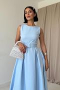 Bebe Mavi Halter Yaka Kloş Elbise resmi